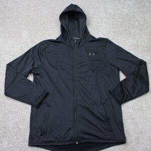 Under Armour Hoodie Mens XL Black Loose Fit Coldgear Full Zip Hooded Sweatshirt
